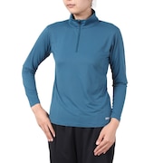(レディース)接触冷感 ストレッチ 長袖Tシャツ ロンT ライムスキン ハーフジップ ロングスリーブシャツ TSSWC418