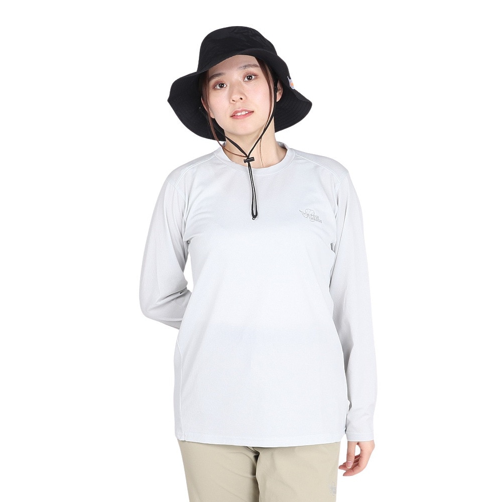 POLEWARDS（レディース）長袖Tシャツ ロンT DRY COMFORT ロングスリーブTシャツ PW2RHB09 IGRY グレー 吸汗速乾