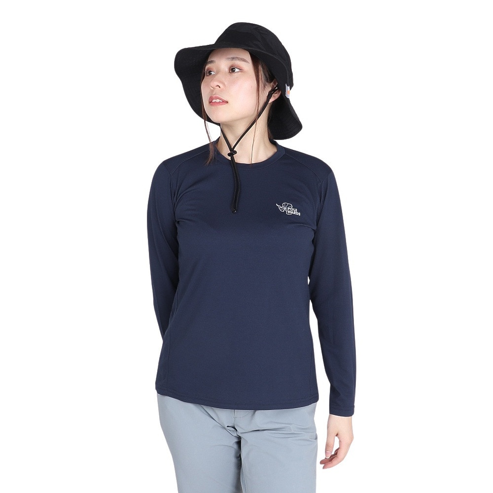 POLEWARDS（レディース）長袖Tシャツ ロンT DRY COMFORT ロングスリーブ Tシャツ PW2RHB09 NVY ネイビー 吸汗速乾