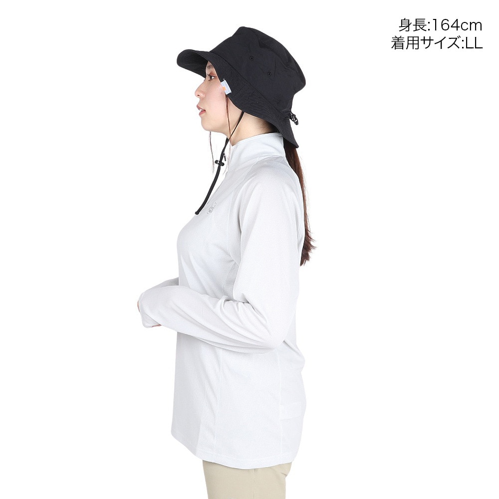 POLEWARDS（レディース）長袖 DRY COMFORT ハーフジップTシャツ PW2RHB10 IGRY グレー 吸汗速乾 ストレッチ