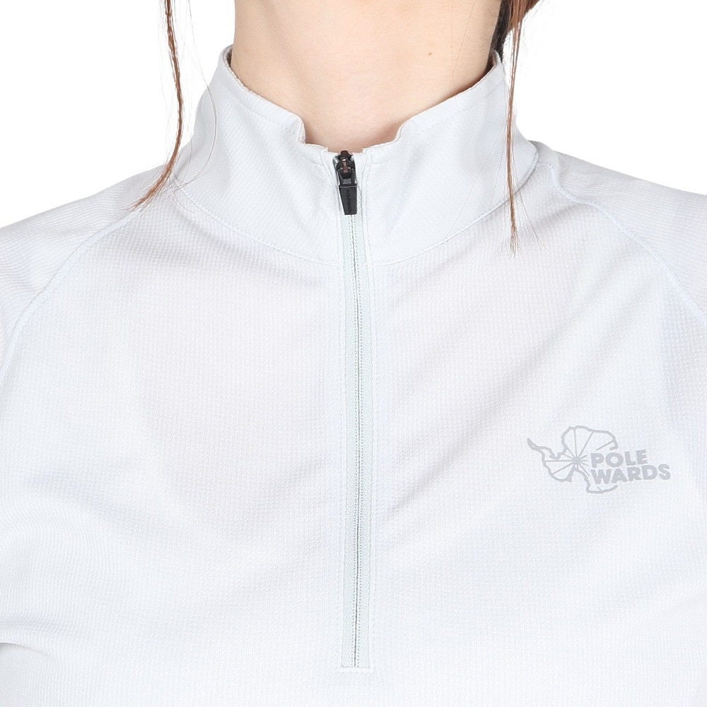 POLEWARDS（レディース）長袖 DRY COMFORT ハーフジップTシャツ PW2RHB10 IGRY グレー 吸汗速乾 ストレッチ
