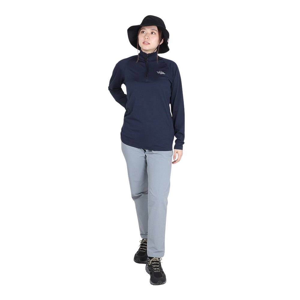 POLEWARDS（レディース）長袖 DRY COMFORT ハーフジップ Tシャツ PW2RHB10 NVY ネイビー 吸汗速乾 ストレッチ