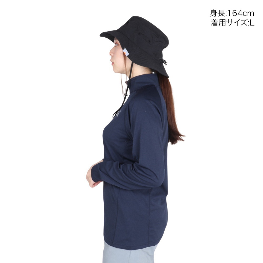 POLEWARDS（レディース）長袖 DRY COMFORT ハーフジップ Tシャツ PW2RHB10 NVY ネイビー 吸汗速乾 ストレッチ