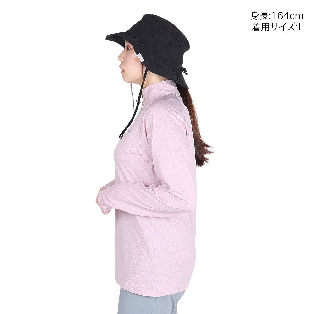 POLEWARDS（レディース）長袖 DRY COMFORT ハーフジップ Tシャツ PW2RHB10 SPNK ピンク 吸汗速乾 ストレッチ