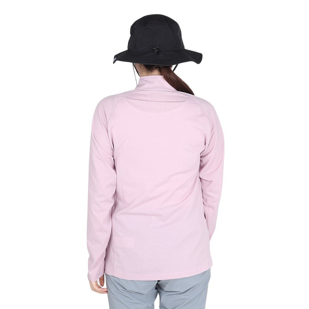 POLEWARDS（レディース）長袖 DRY COMFORT ハーフジップ Tシャツ PW2RHB10 SPNK ピンク 吸汗速乾 ストレッチ