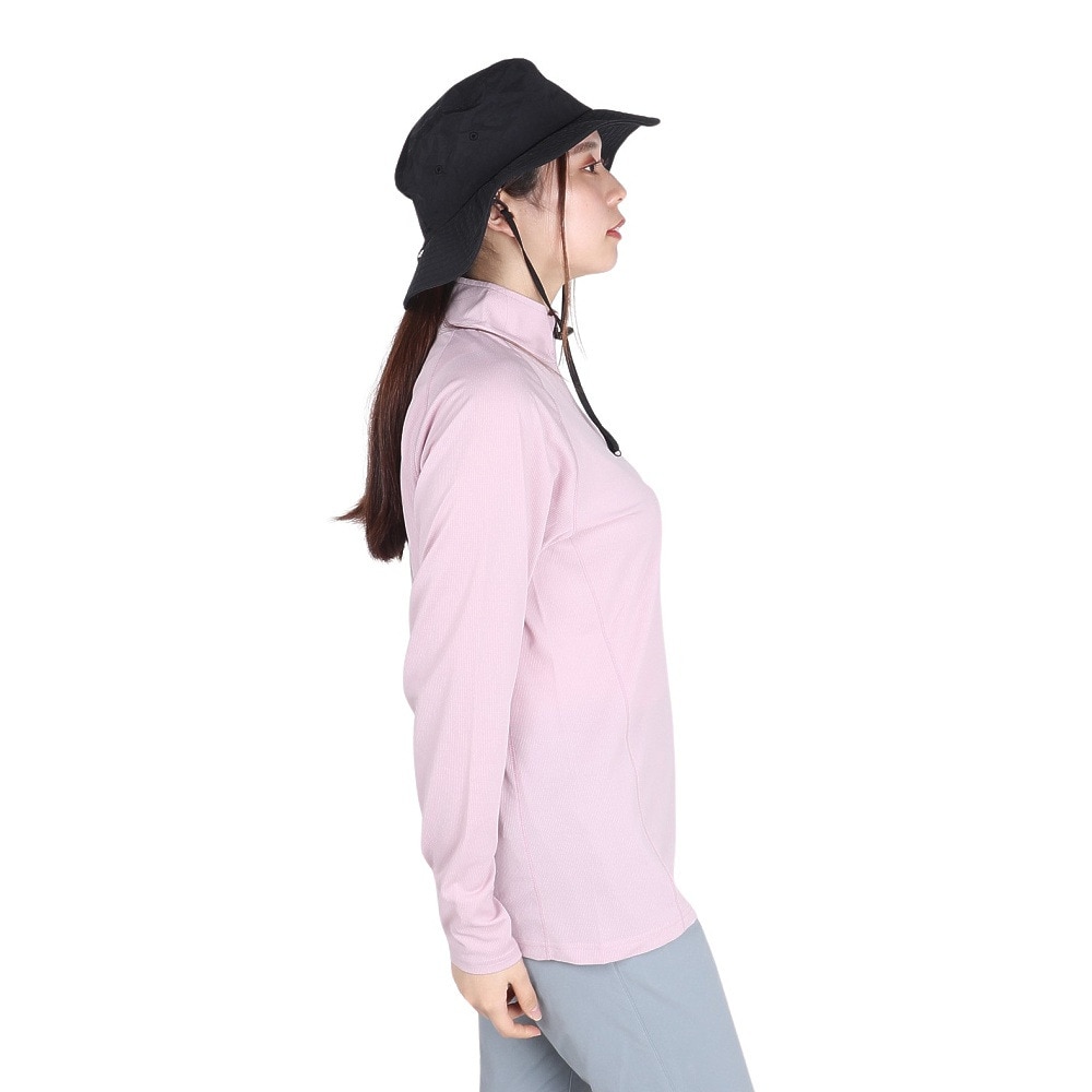 POLEWARDS（レディース）長袖 DRY COMFORT ハーフジップ Tシャツ PW2RHB10 SPNK ピンク 吸汗速乾 ストレッチ
