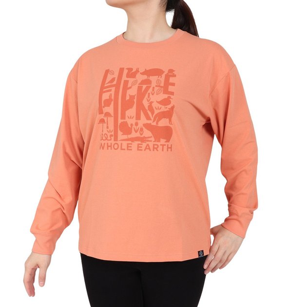 ホールアース（Whole Earth）（レディース）ロンT プリント長袖Tシャツ 