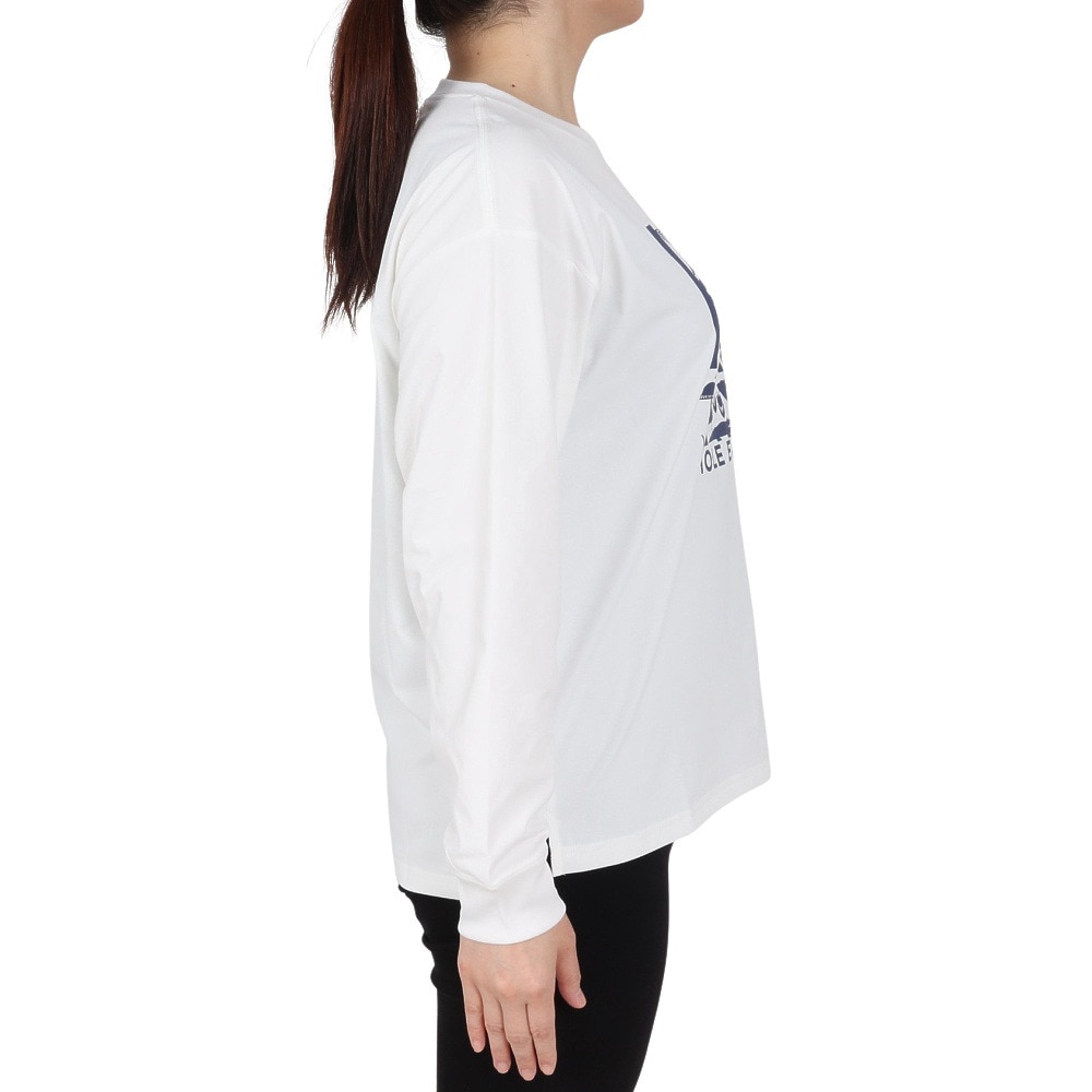 ホールアース（Whole Earth）（レディース）ロンT プリント長袖Tシャツ hike WE2SDZ35 WHT