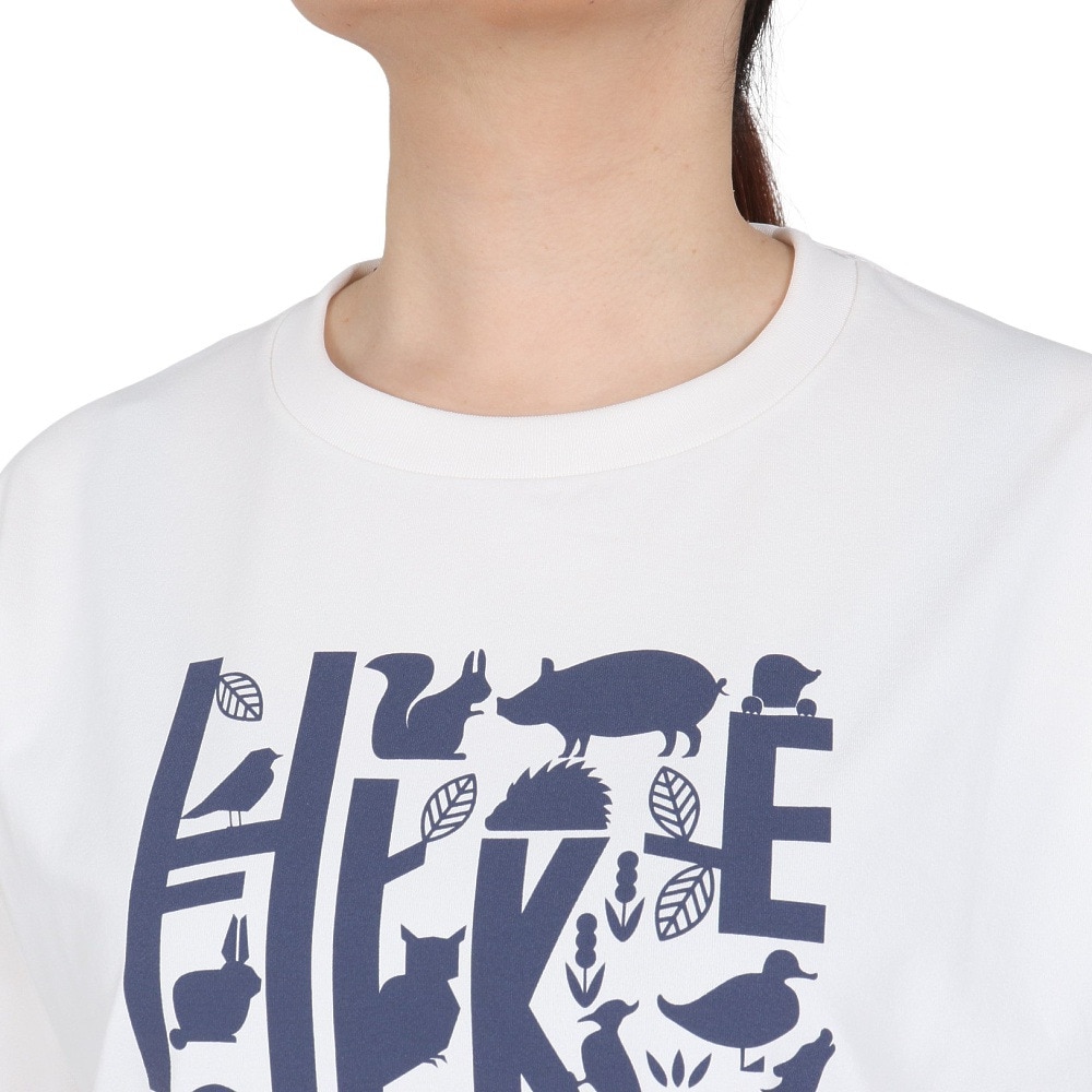 ホールアース（Whole Earth）（レディース）ロンT プリント長袖Tシャツ hike WE2SDZ35 WHT
