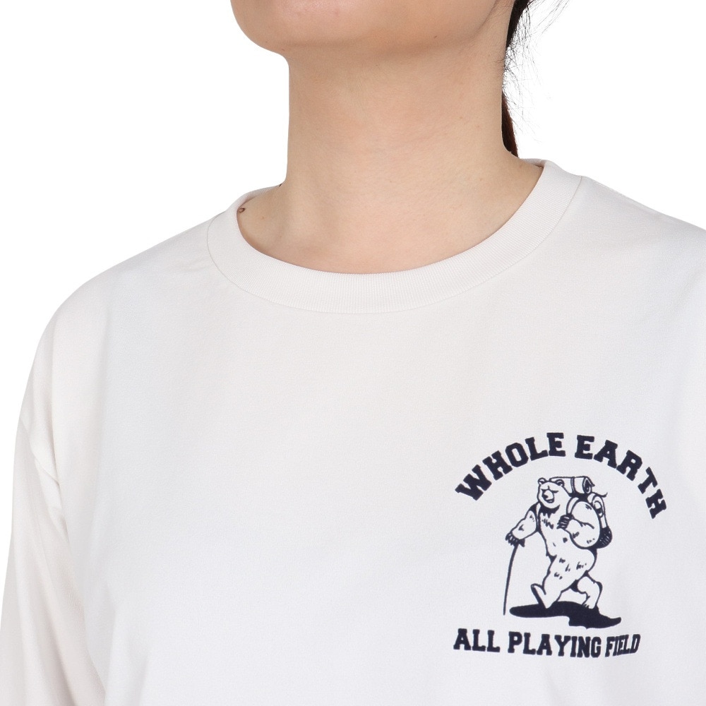 ホールアース（Whole Earth）（レディース）ロンT G プリント長袖Tシャツ bear WE2SDZ36 WHT