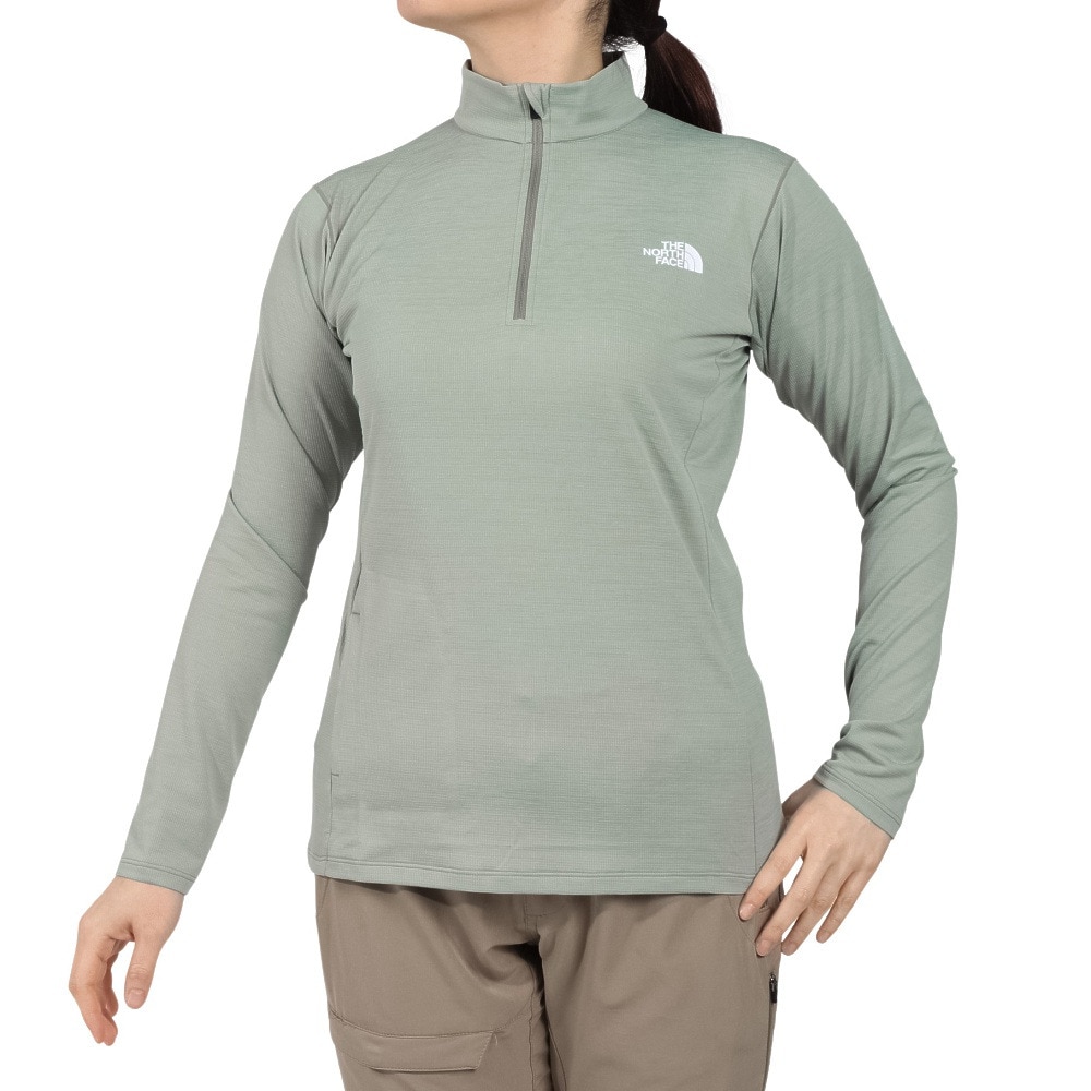 ザ・ノース・フェイス（THE NORTH FACE）（レディース）長袖Tシャツ ロンT フラッシュドライ 3Dジップアップ NTW12201 IG
