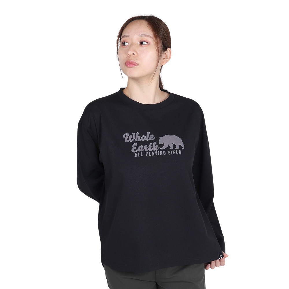 ホールアース（Whole Earth）（レディース）長袖 BEAR Tシャツ WE2TDZ53 BLK ブラック