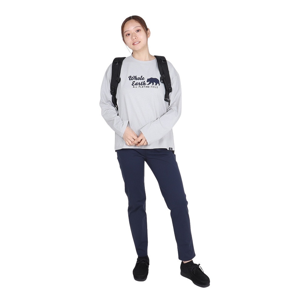 ホールアース（Whole Earth）（レディース）長袖 BEAR Tシャツ WE2TDZ53 GRY ライトグレー