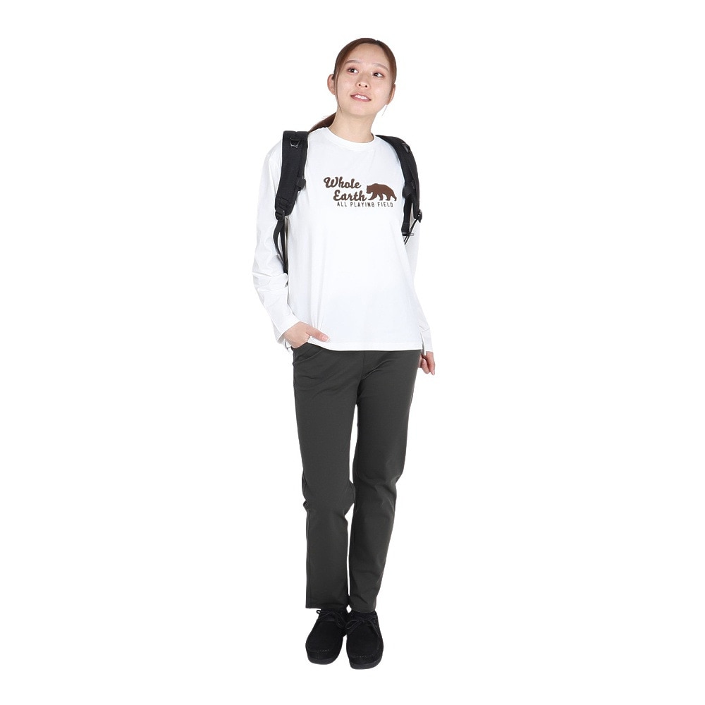 ホールアース（Whole Earth）（レディース）長袖 BEAR Tシャツ WE2TDZ53 WHT ホワイト