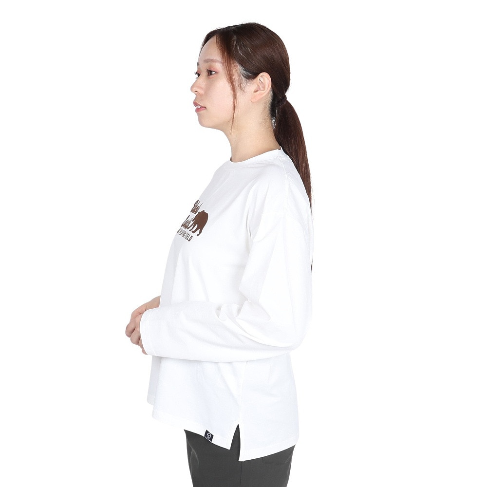 ホールアース（Whole Earth）（レディース）長袖 BEAR Tシャツ WE2TDZ53 WHT ホワイト