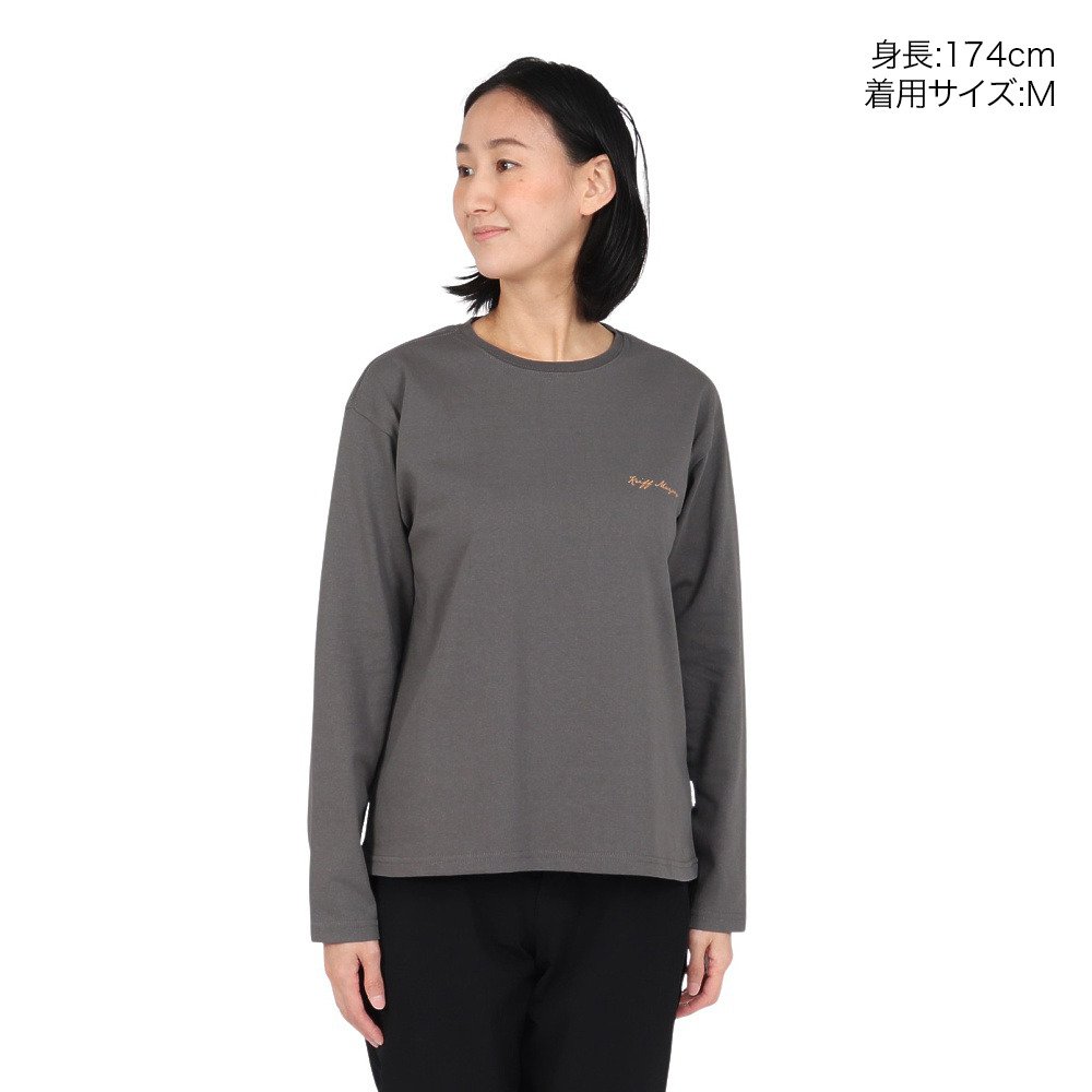 クリフメイヤー（KRIFF MAYER）（レディース）長袖Tシャツ ロンT プリントロングスリーブTシャツ 山 W2547848X:17:CHARCOAL