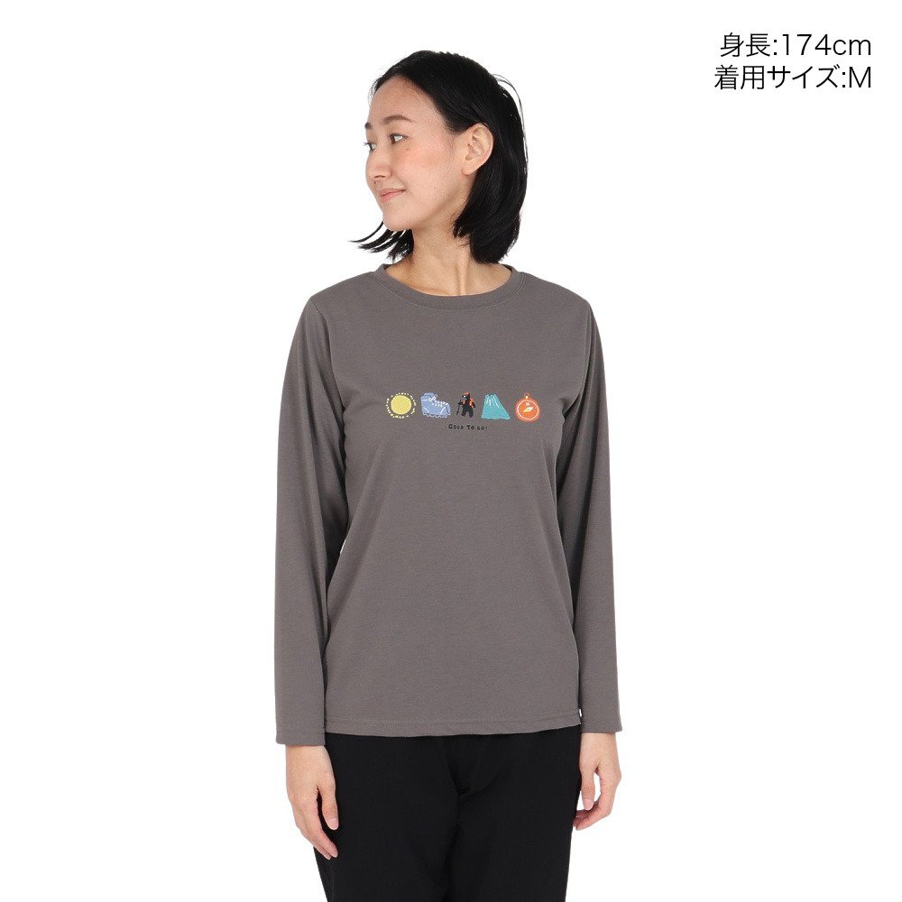 クリフメイヤー（KRIFF MAYER）（レディース）長袖Tシャツ ロンT プリントロングスリーブTシャツ クマ W2547849X:17:CHARCOAL