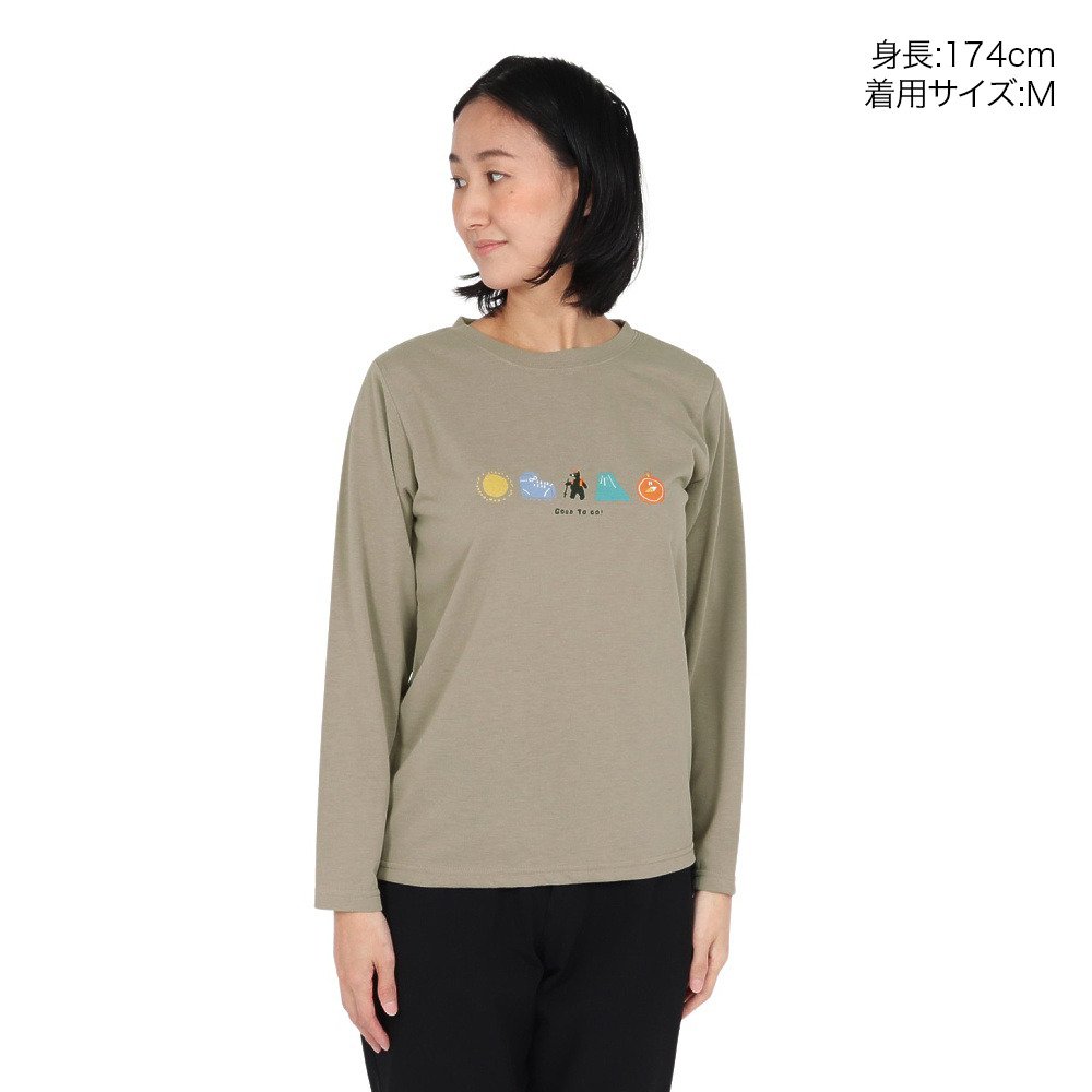 クリフメイヤー（KRIFF MAYER）（レディース）長袖Tシャツ ロンT プリントロングスリーブTシャツ クマ W2547849X:26:GREIGE