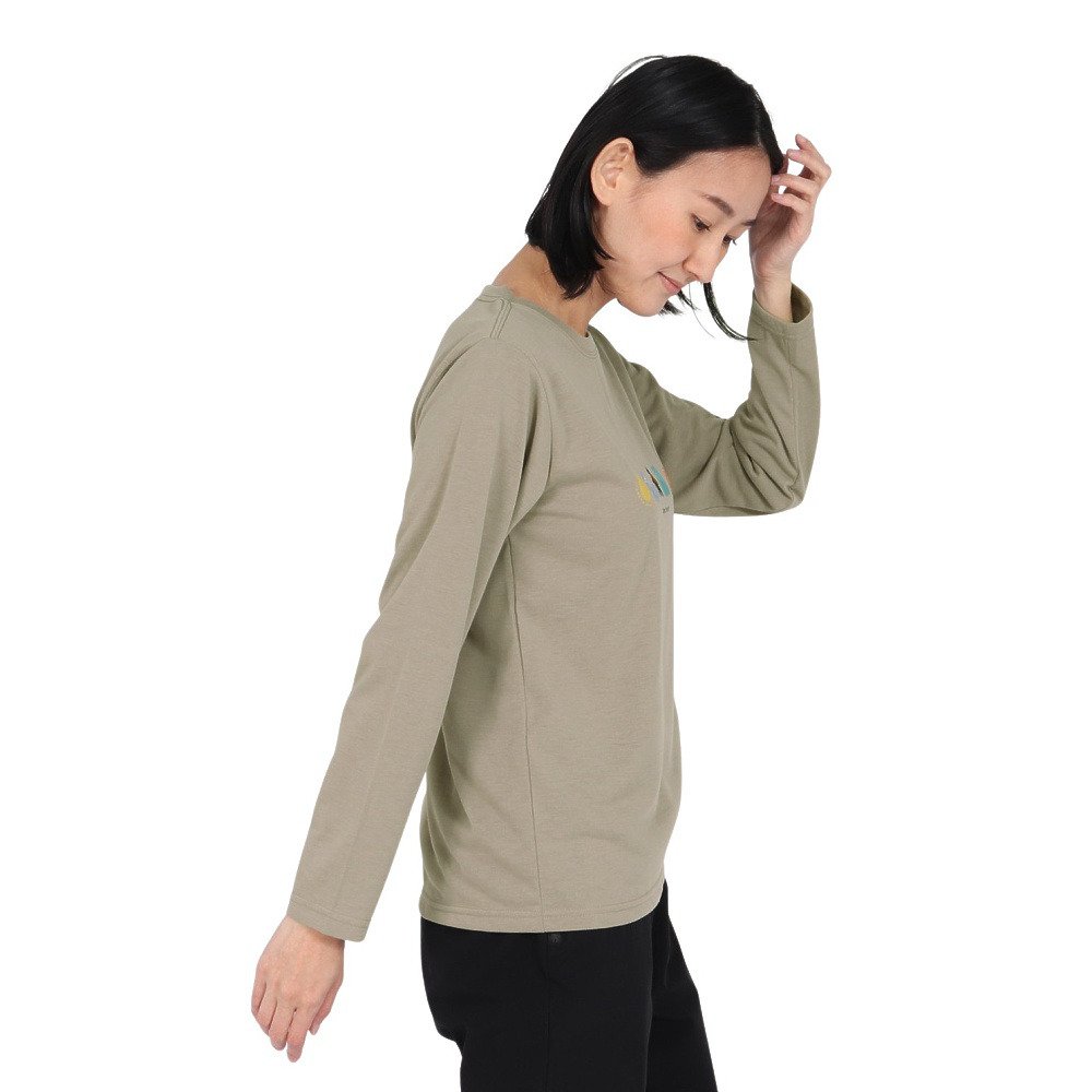 クリフメイヤー（KRIFF MAYER）（レディース）長袖Tシャツ ロンT プリントロングスリーブTシャツ クマ W2547849X:26:GREIGE