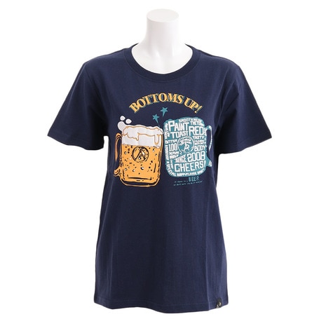 USAコットン天竺 プリント半袖Tシャツ BEER 311918 NVYの画像