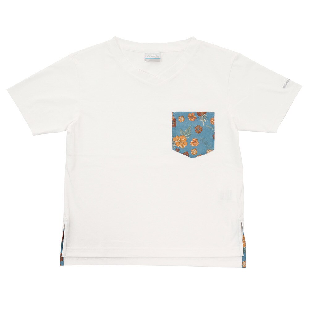  半袖Tシャツ DEMOCRAT HIKE ショートスリーブ PL0138 101 白 ホワイト 胸ポケット おしゃれ ボタニカル柄