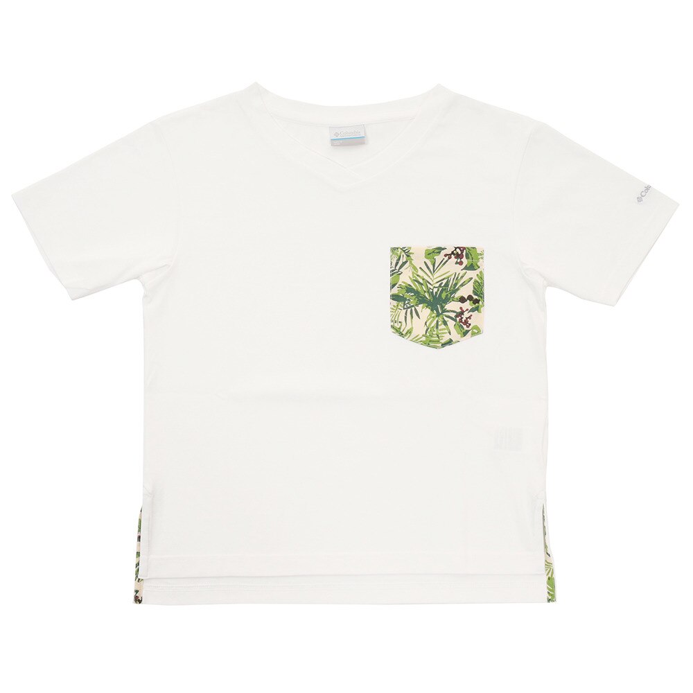  tシャツ 半袖 DEMOCRAT HIKE ショートスリーブ PL0138 103 白 ホワイト 胸ポケット おしゃれ ボタニカル柄