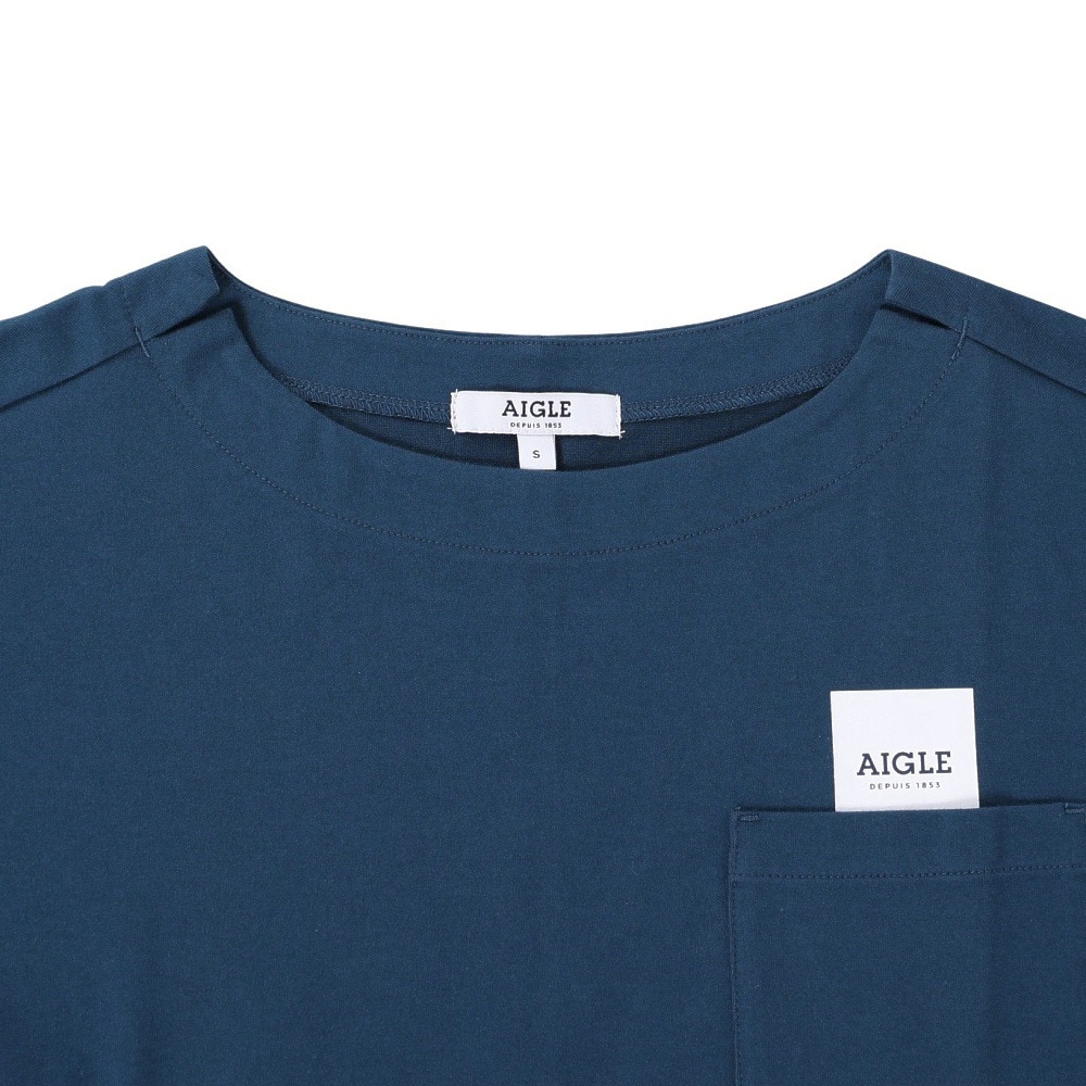 エーグル（AIGLE）（レディース）半袖 Tシャツ 吸水速乾 デザインポケット ロゴ Tシャツ ZTF071J-716 ネイビー