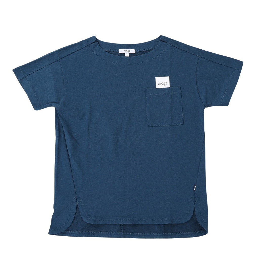 エーグル（AIGLE）（レディース）半袖 Tシャツ 吸水速乾 デザインポケット ロゴ Tシャツ ZTF071J-716 ネイビー
