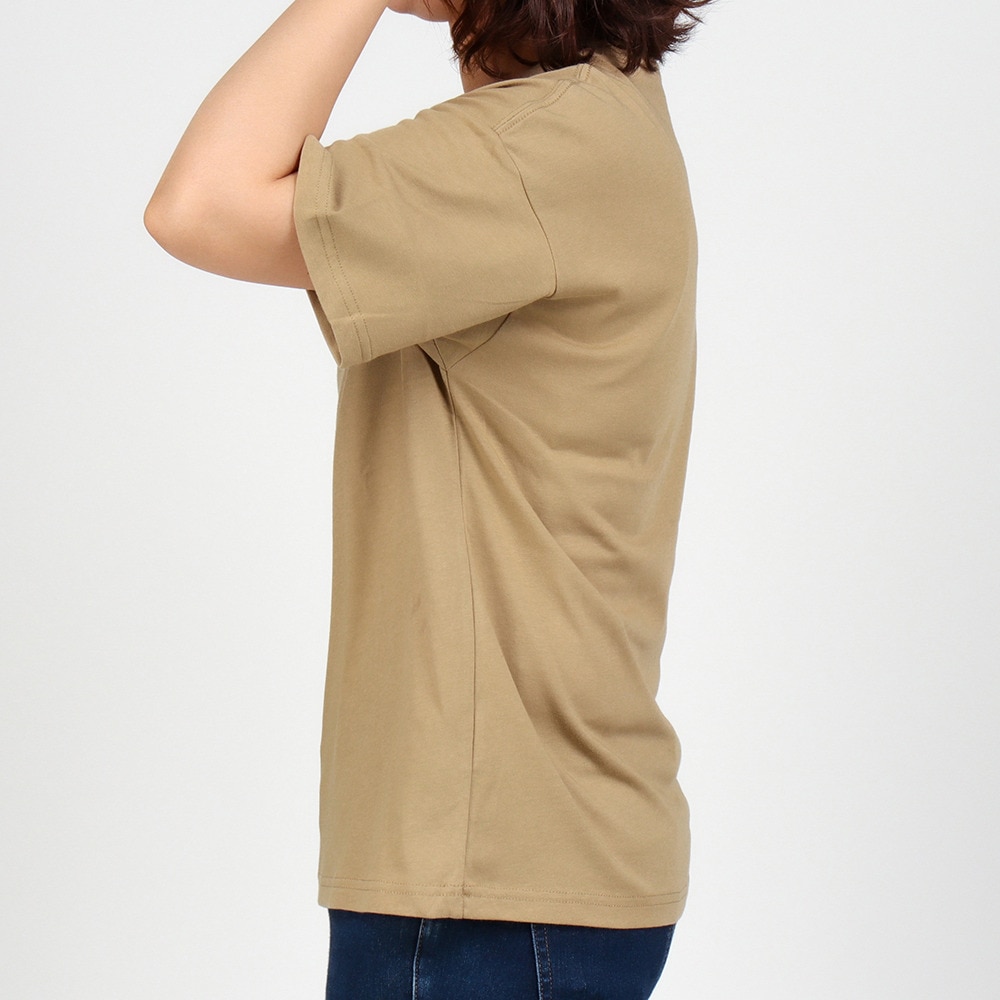 ノースフェイス（THE NORTH FACE）（レディース）半袖Tシャツ シンプルロゴポケットティー NTW32102X KK ベージュ×ブラック