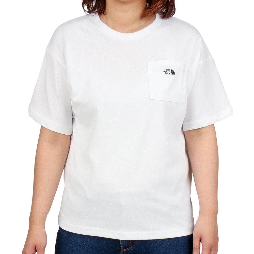 ノースフェイス（THE NORTH FACE）（レディース）半袖Tシャツ シンプルロゴポケットティー NTW32102X WK ホワイト  アウトドア・キャンプ用品はエルブレス