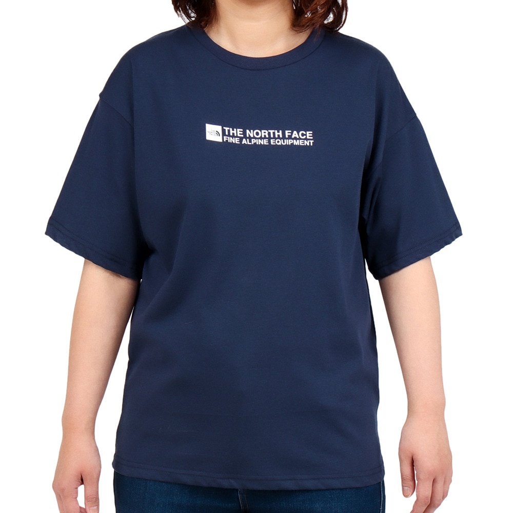 ノースフェイス（THE NORTH FACE）（レディース）半袖Tシャツ ファインアルパイン イクイップメントティー NTW32201X CM ネイビー