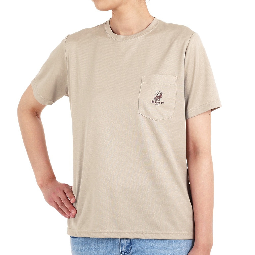 マーモット（Marmot）（レディース）半袖Tシャツ ポケットベアー TOWTJA91XB CNO チノ ベージュ