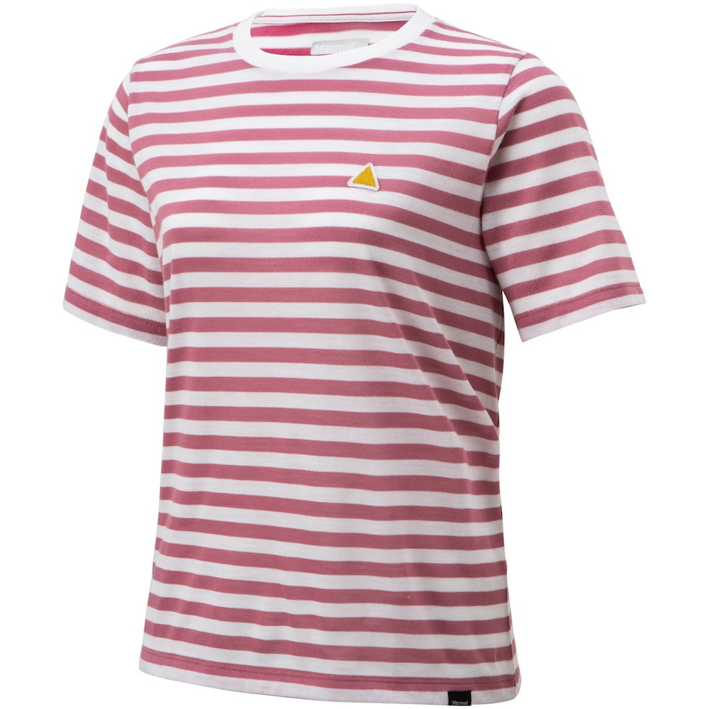 マーモット（Marmot）（レディース）ボーダーハーフスリーブティー ローズ TOWRJA44YY ROS コラボ 半袖Tシャツ ワンポイント トップス カジュアル アウトドア スポーツ