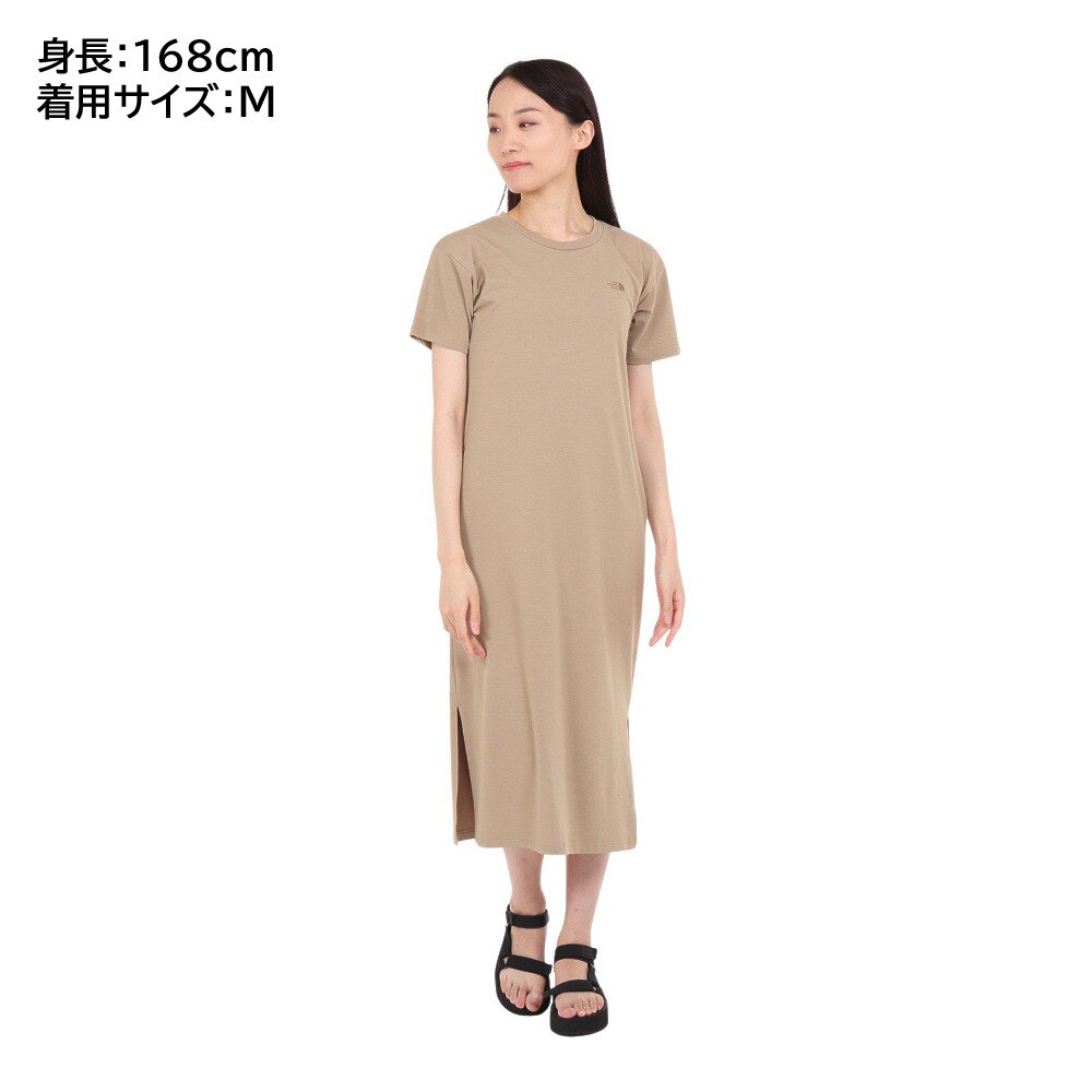ノースフェイス（THE NORTH FACE）（レディース）ワンピース 半袖 ショートスリーブ ワンピースクルー NTW32357 KT ベージュ