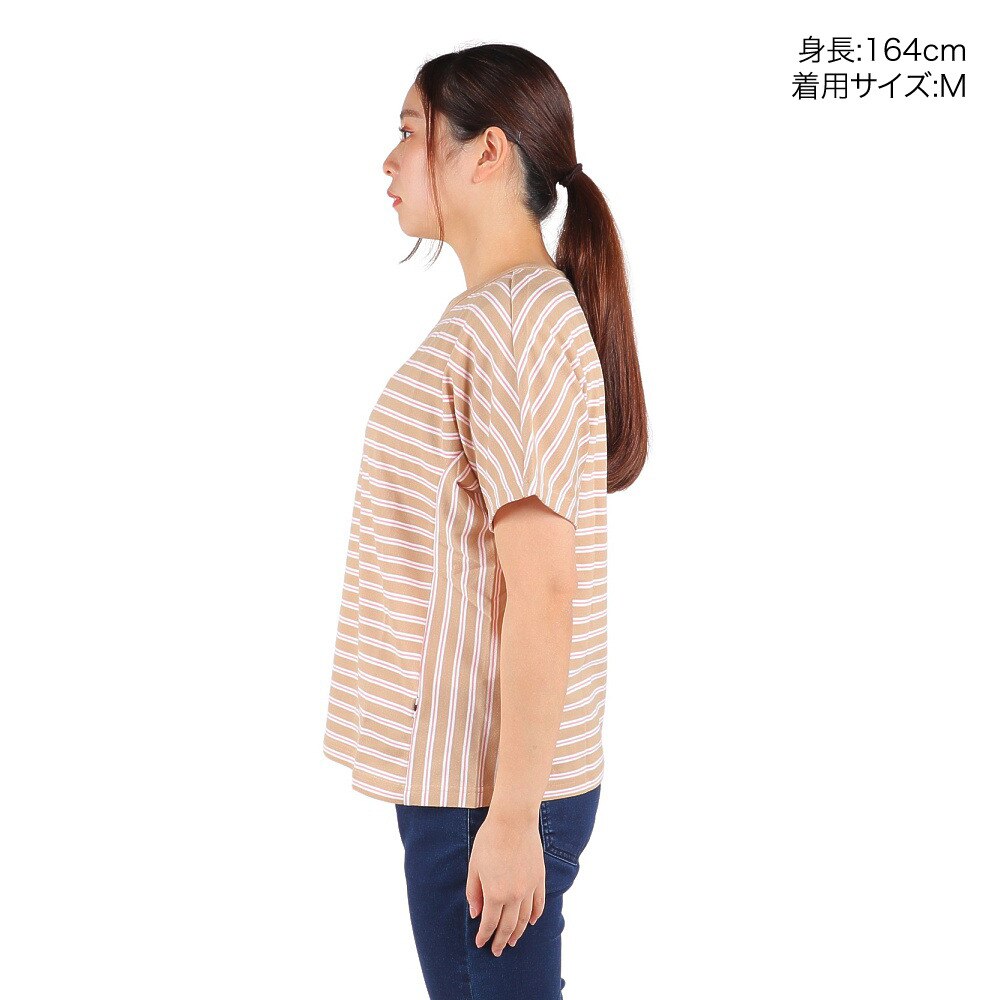 エーグル（AIGLE）（レディース）半袖Tシャツ クルーネックTシャツ ZTFAI15-003 ブラウン×ピンク