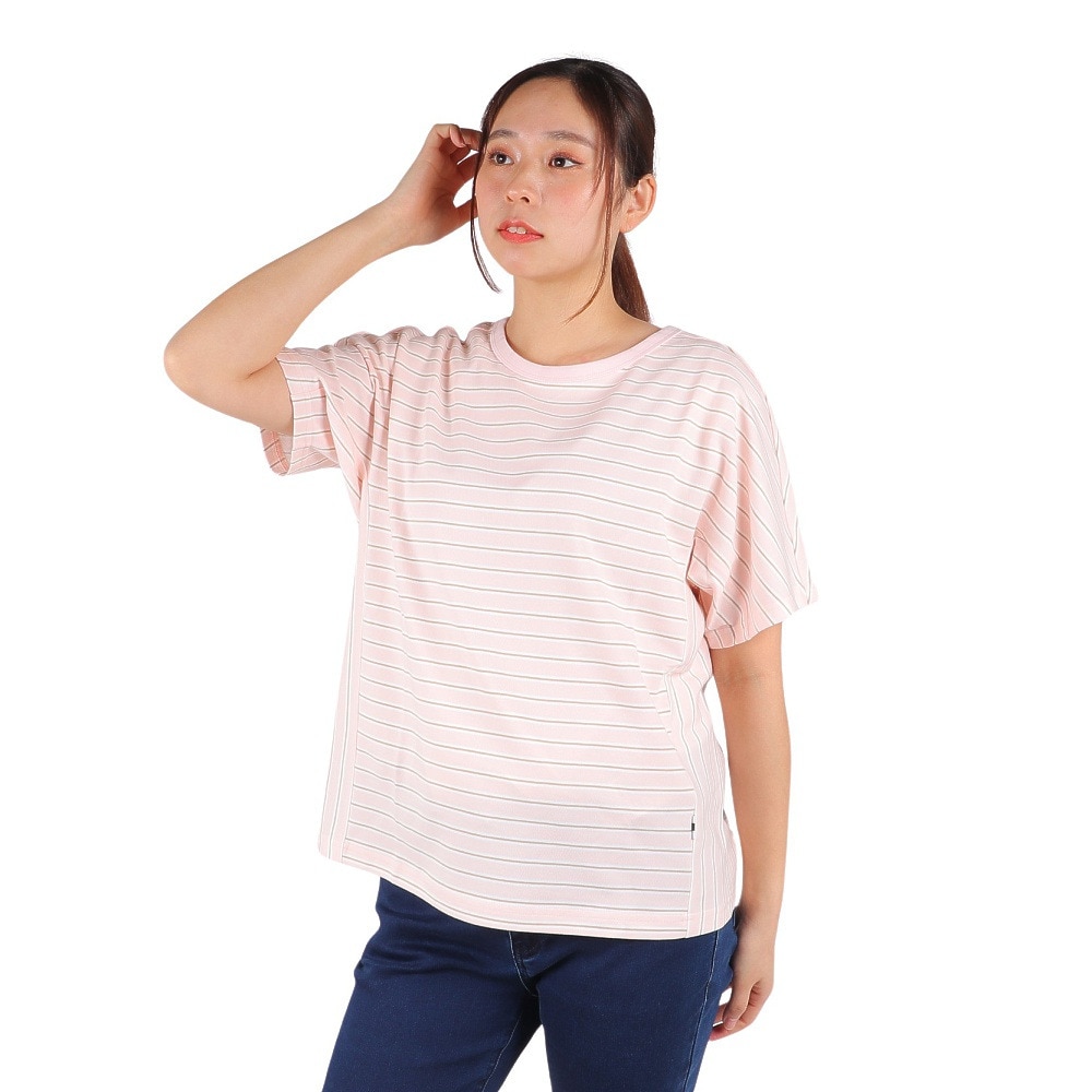 エーグル（AIGLE）（レディース）半袖Tシャツ クルーネックTシャツ ZTFAI15-005 ピンク×ブラウン