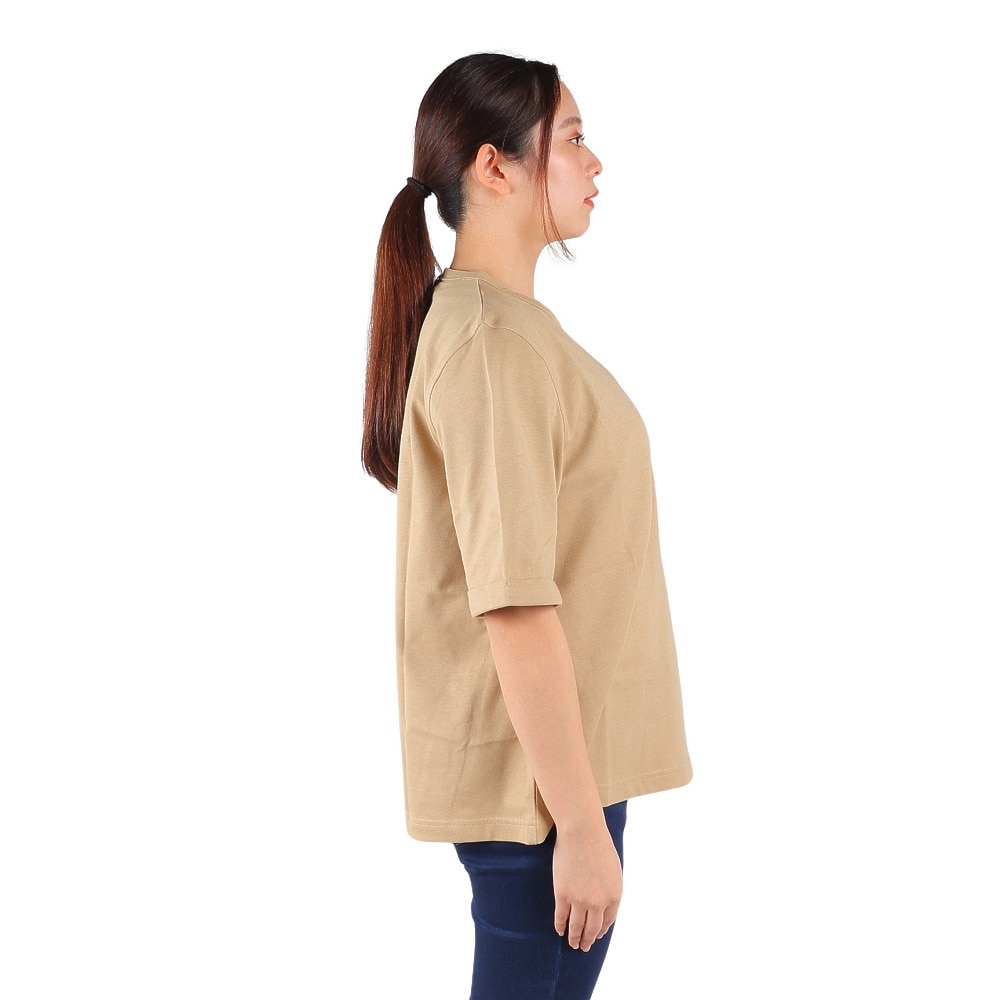 エーグル（AIGLE）（レディース）UPF40+ 吸水速乾 半袖Tシャツ クルーネックロゴTシャツ ZTFAI40-002 ベージュ