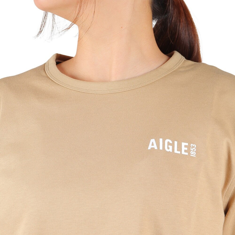 エーグル（AIGLE）（レディース）UPF40+ 吸水速乾 半袖Tシャツ クルーネックロゴTシャツ ZTFAI40-002 ベージュ
