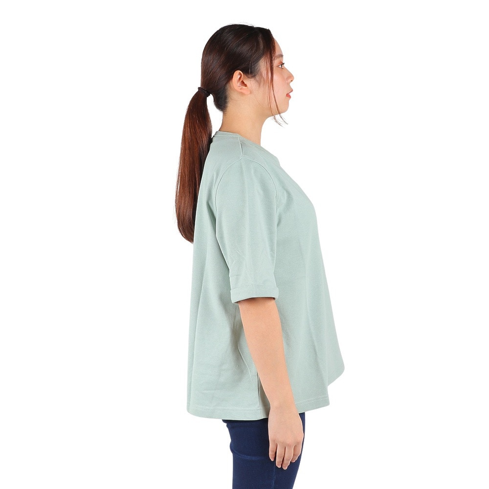 エーグル（AIGLE）（レディース）半袖Tシャツ クルーネックロゴTシャツ ZTFAI40-005 グリーン