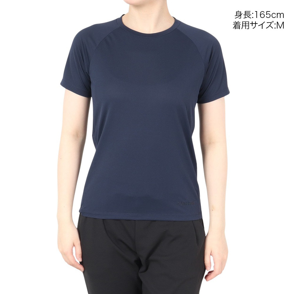 マーモット（Marmot）（レディース）吸水速乾 シンプル 半袖Tシャツ クライムスキンハーフスリーブクルー Tシャツ TOWTJA40 RNV ネイビー