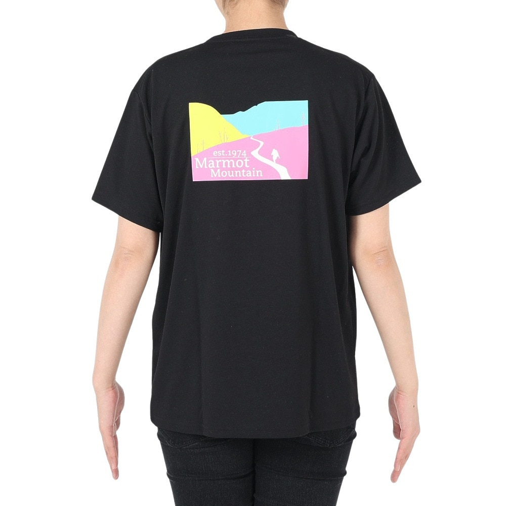 マーモット（Marmot）（レディース）UPF30 速乾 半袖Tシャツ バッククライミング ハーフスリーブクルーネック TOWTJA47 BK ブラック