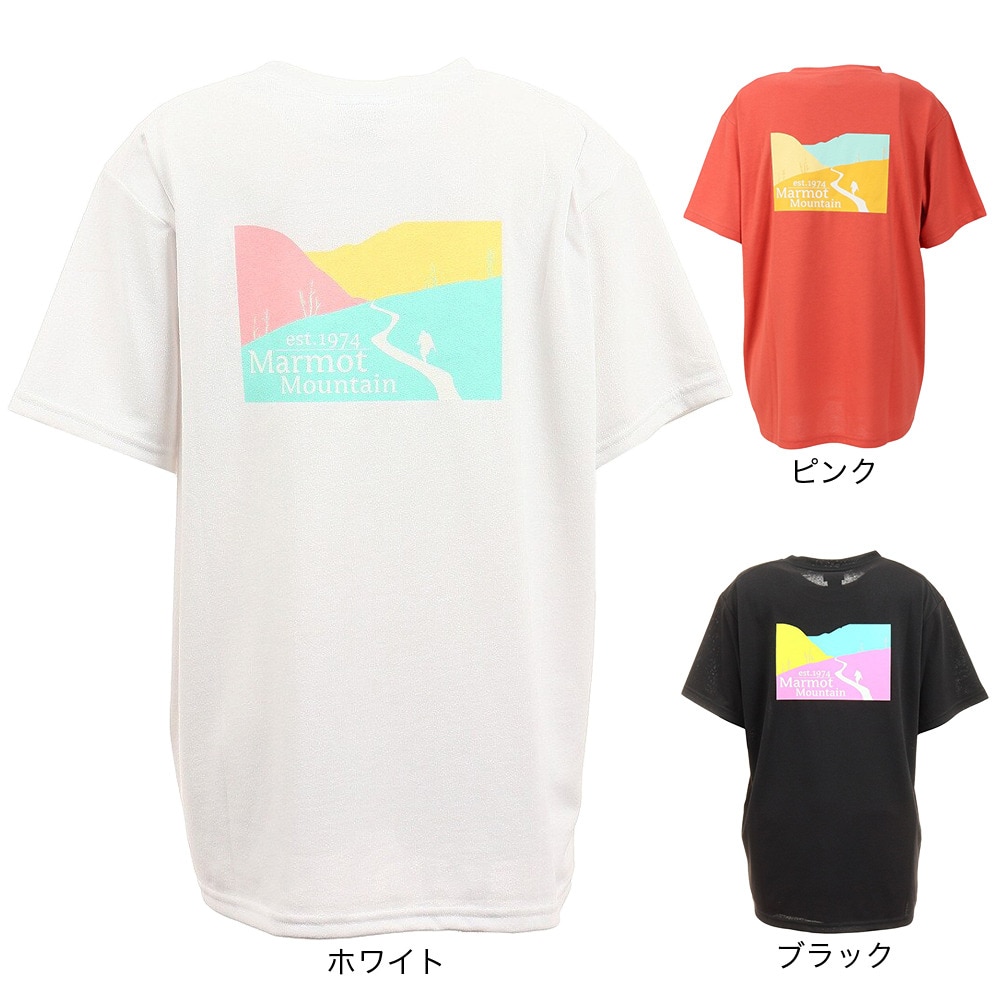 マーモット（Marmot）（レディース）UPF30 速乾 半袖Tシャツ バッククライミング ハーフスリーブクルーネック TOWTJA47 BK ブラック