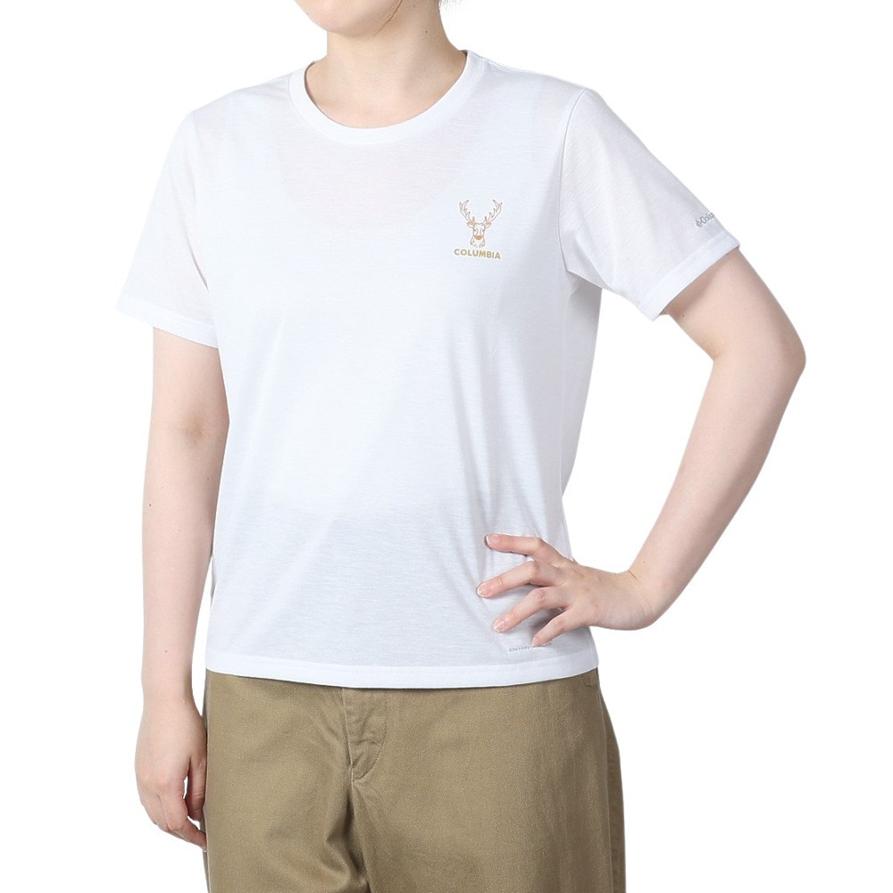 コロンビア（Columbia）（レディース）半袖Tシャツ チェンバリンコーブショートスリーブ PL9560 100 ホワイト UVカット 速乾 キャンプ トレッキング