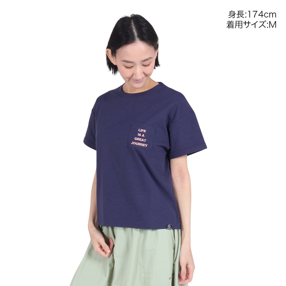 ホールアース（Whole Earth）（レディース）ポケット付き 半袖Tシャツ WE2RDZ20 NVY