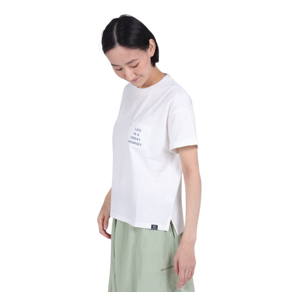 ホールアース（Whole Earth）（レディース）ポケット付き 半袖Tシャツ WE2RDZ20 WHT