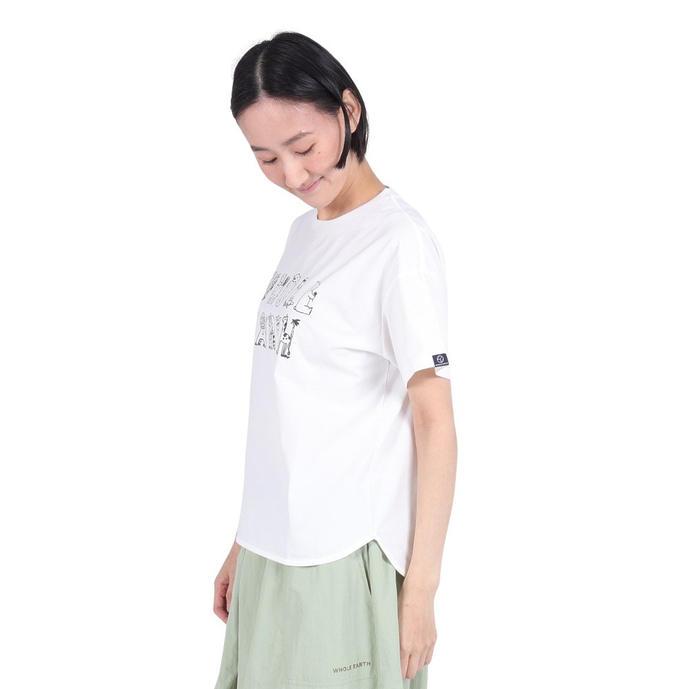 ホールアース（Whole Earth）（レディース）速乾 ストレッチ グラフィックプリント 半袖Tシャツ WE2RDZ21 WHT