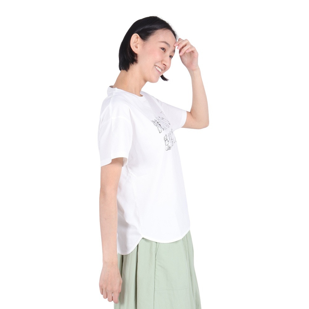 ホールアース（Whole Earth）（レディース）速乾 ストレッチ グラフィックプリント 半袖Tシャツ WE2RDZ21 WHT