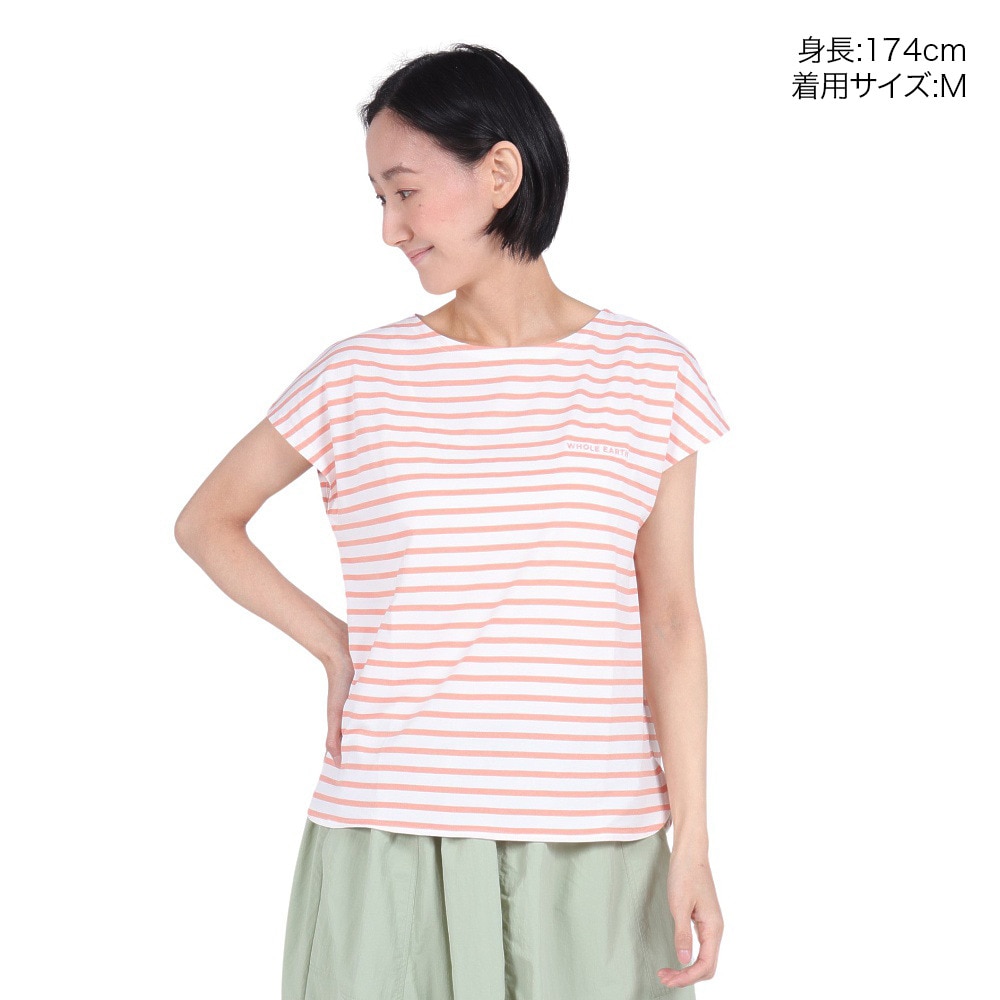 ホールアース（Whole Earth）（レディース）速乾 ストレッチ Y/D ボーダー 半袖Tシャツ WE2RDZ22 CRL