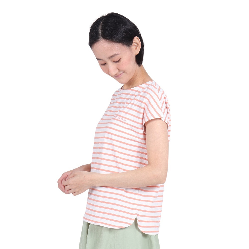 ホールアース（Whole Earth）（レディース）速乾 ストレッチ Y/D ボーダー 半袖Tシャツ WE2RDZ22 CRL