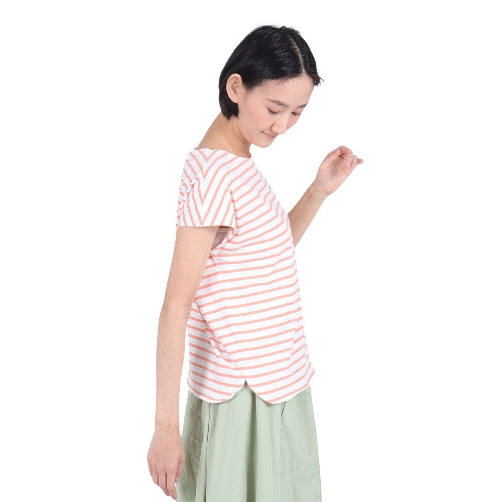 ホールアース（Whole Earth）（レディース）速乾 ストレッチ Y/D ボーダー 半袖Tシャツ WE2RDZ22 CRL